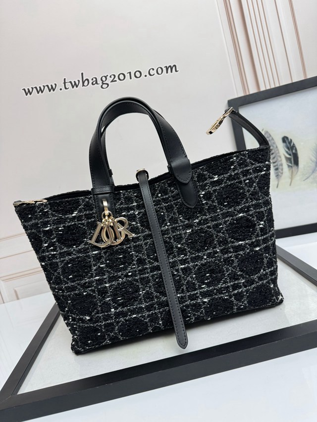 Dior专柜新款迪奥高仿原单中号黑大格布Toujours手袋手提女包 djfk1440